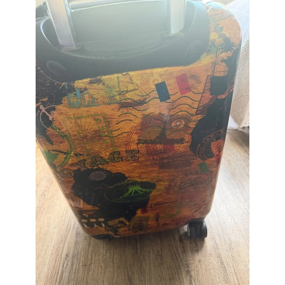 Heys World Map Voyage Hardside Spinner Suitcase Multicolor Carry-On Luggage 